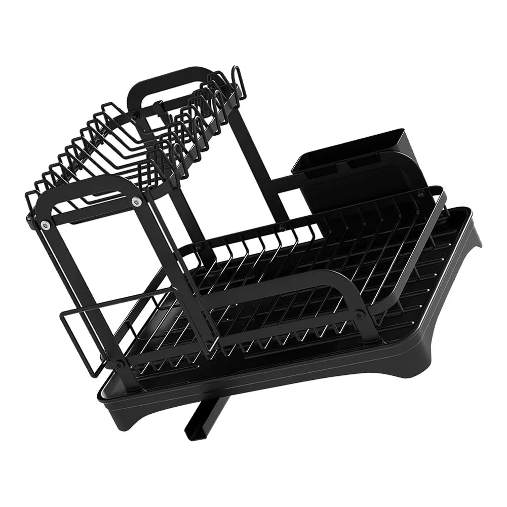 New 360° rotating storage rack double-layer kitchen tableware drying rack with drain tableware storage rack for tableware