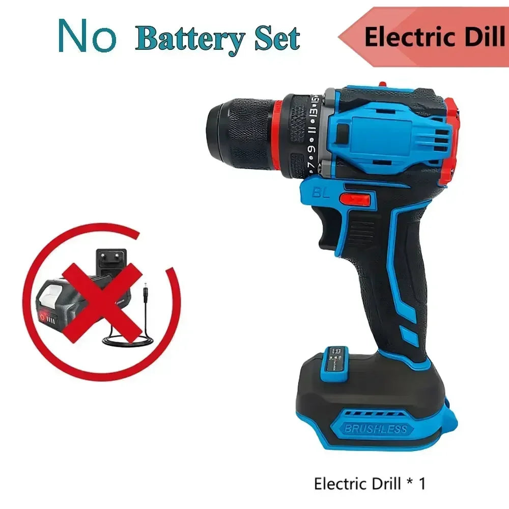 10mm Brushless Electric Impact Drill Driver 2-Speed Cordless Power Tool for Home DIY Construction 18V Battery Not Included
