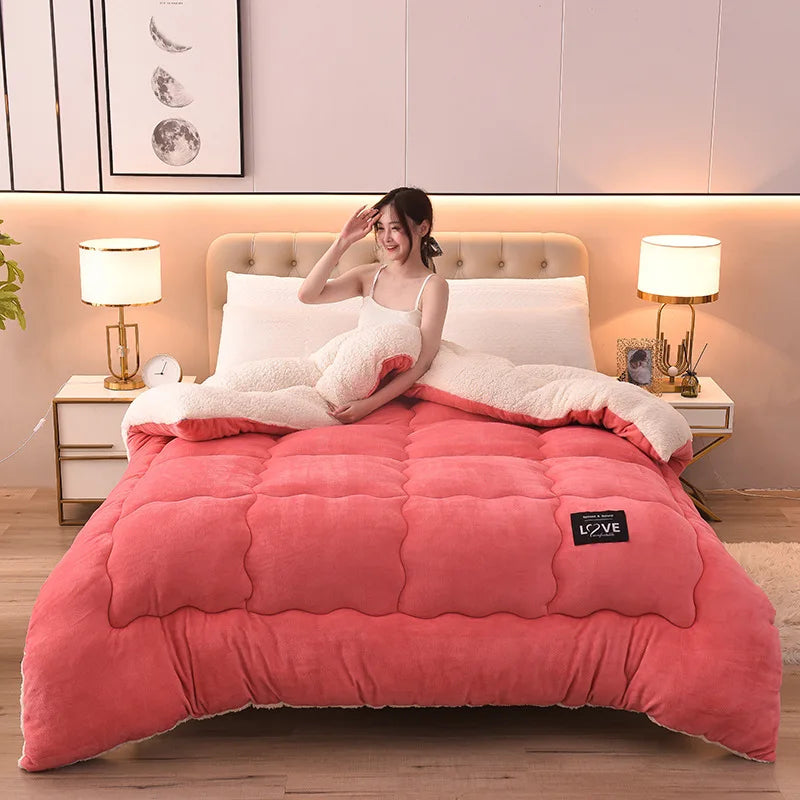 New Milk Cashmere Lamb Wool Winter Quilt Comforters Spring and Autumn Quilt 1Pc 150/180/200/220cm Soft and Warm