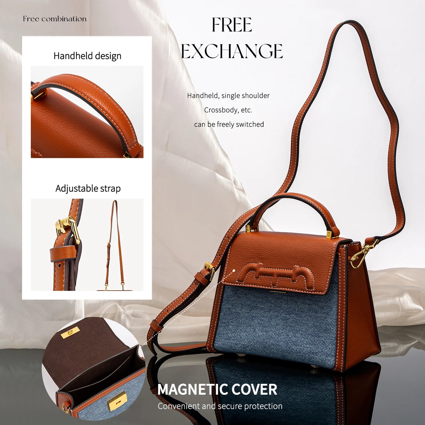 Women’s Denim Shoulder Bag – Simple Saddle Style Trendy flip square design with a casual denim look. Versatile and perfect for everyday wear.