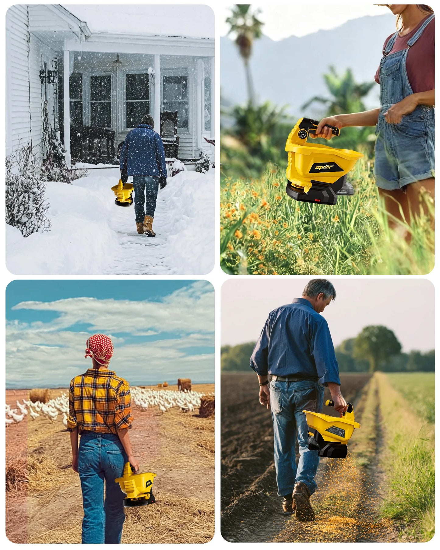 Cordless Handheld Spreader  Dewalt 18V/20V Compatible Battery powered electric spreader (battery not included). Perfect for grass seed, fertilizer, ice melt, or lawn care. Lightweight, cordless, easy one-hand operation.