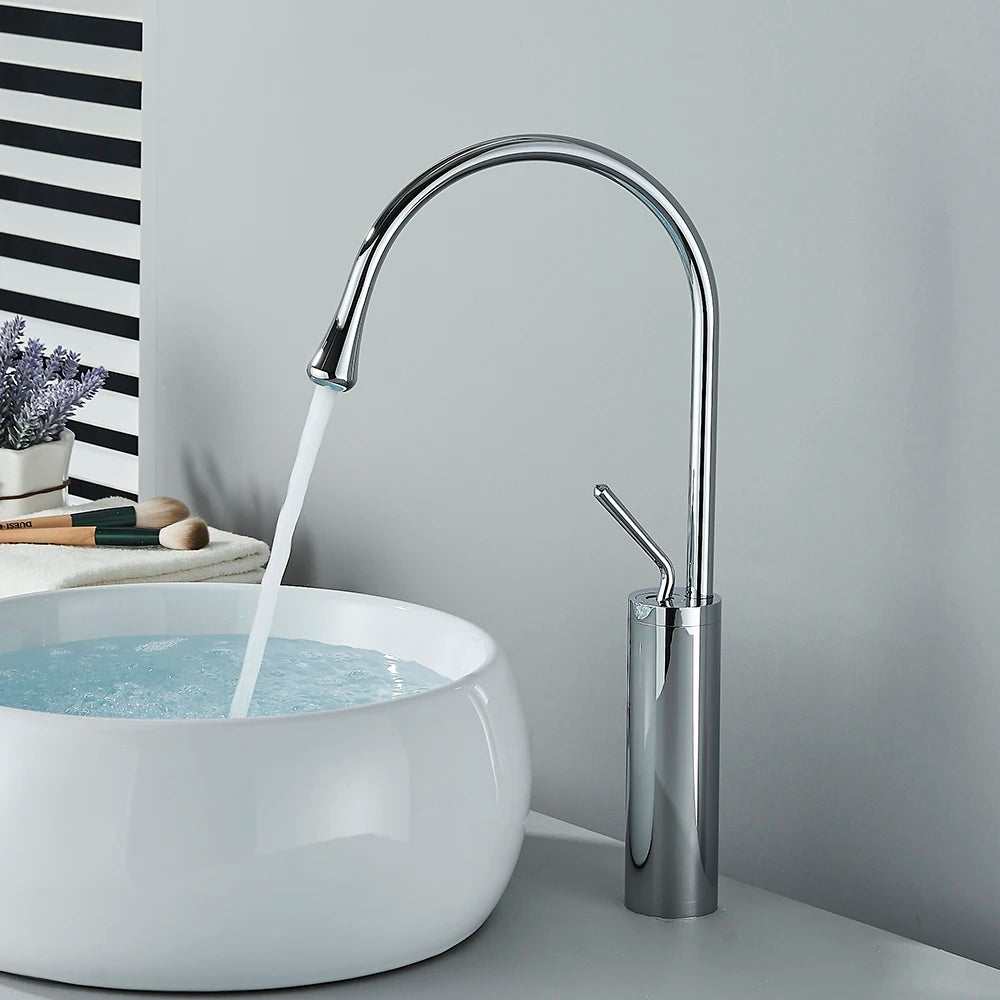 Modern Basin Faucet Bathroom Sink Faucets 360 Rotation Deck Mounted Bathroom Faucet Hot Cold Water Tap Crane For Kitchen Or Bath
