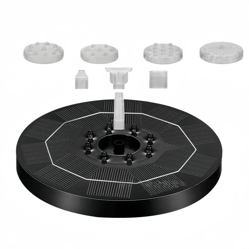5.5W Solar Fountain Pump Built-in 5000mAh Battery, Solar Powered Water Fountain Pump with LED Lights for Pond, Garden