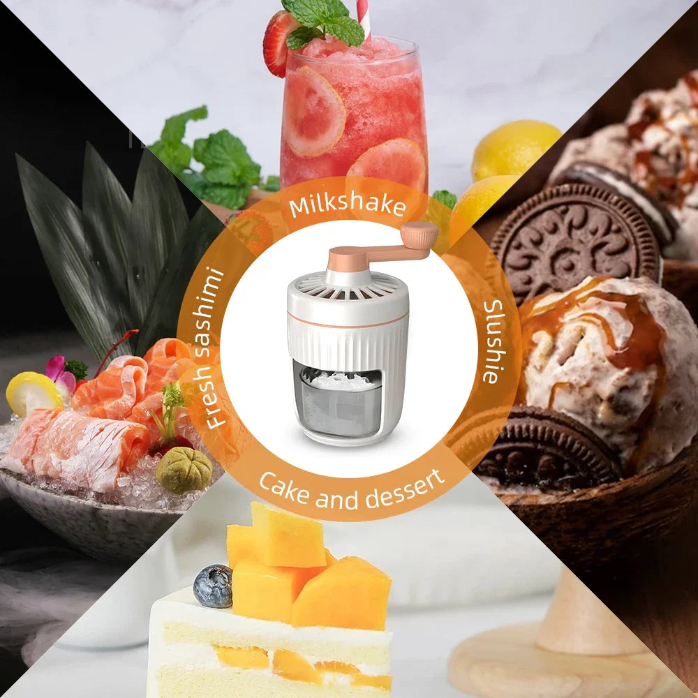 Household Hand Ice Crusher Stainless Steel Blade Fast Ice Crushing Removable Cleaning Slushie Maker Machine  Ice Crusher Summer