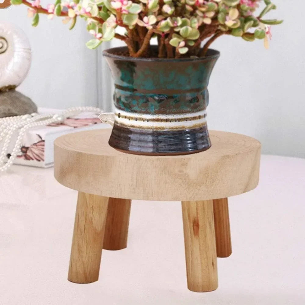 Wooden Plant  Flower Pot Base Holder Stool For Indoor Outdoor Flower Pot Stand Free Standing Bonsai Holder Home Balcony14*9*6CM