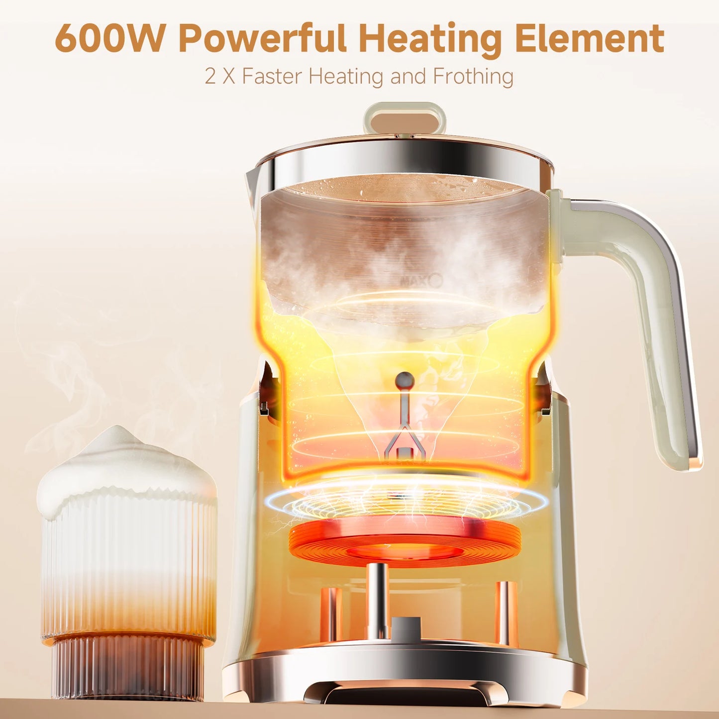 BioloMix 7-in-1 Steamer Detachab Electric Milk Frother Automatic Hot/Cold Foam Maker for Coffee, Hot Chocolate Dishwasher Safe