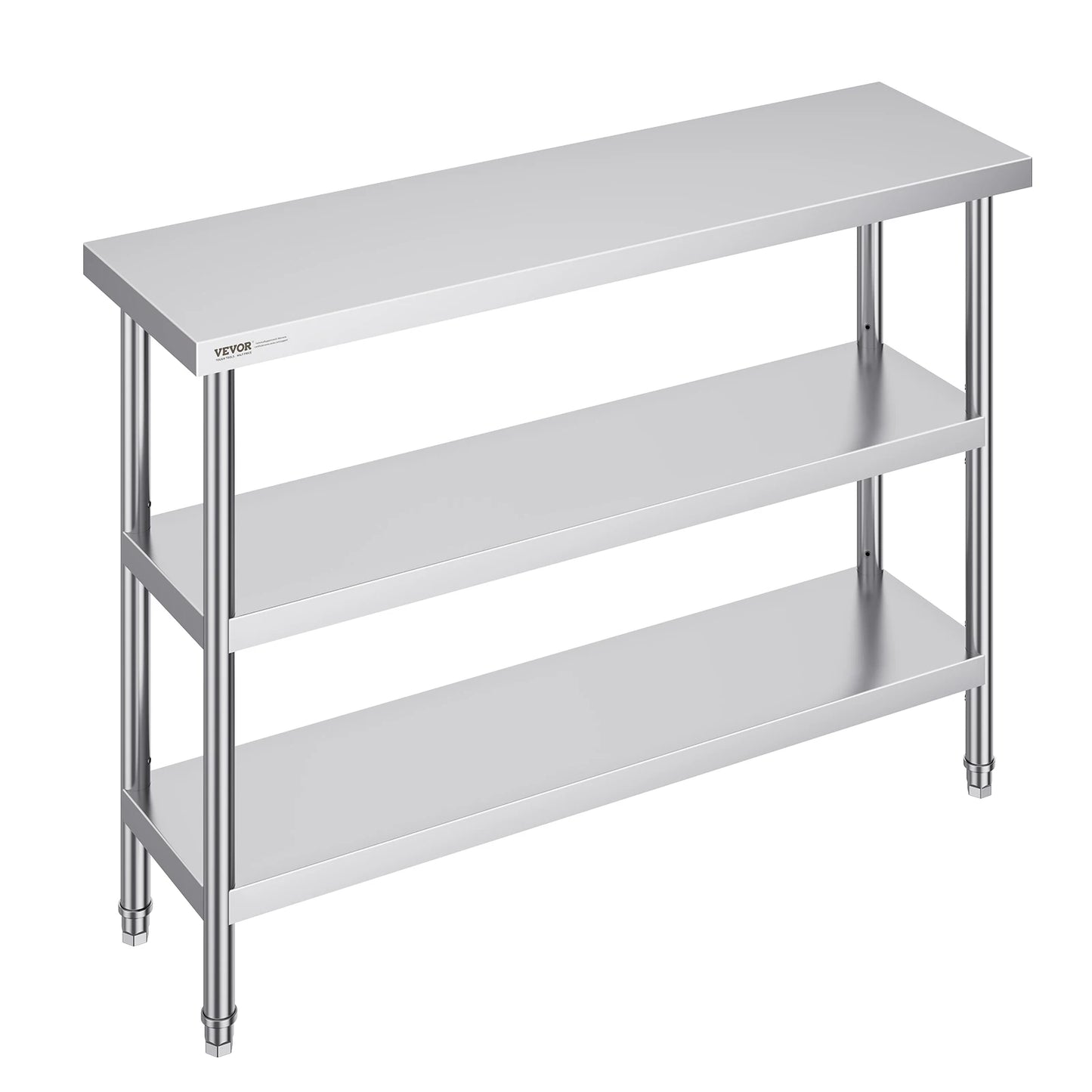 SucceBuy Stainless Steel Food Prep Table Commercial Kitchen Worktable w/Adjustable Undershelf Heavy Duty Prep Table Metal Table