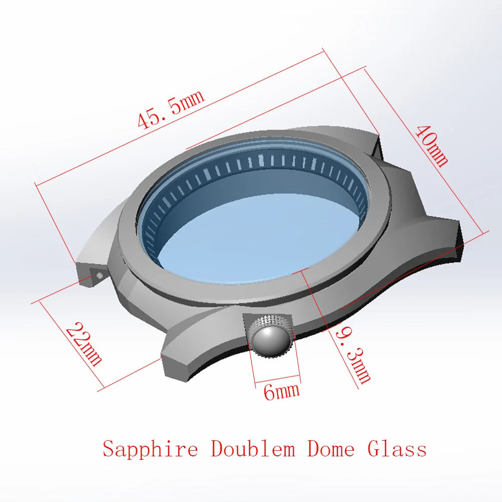 New Car Design 40mm 316L Stainless Steel Fit NH34 NH35 NH36 Movement Sapphire Glass Watch Case