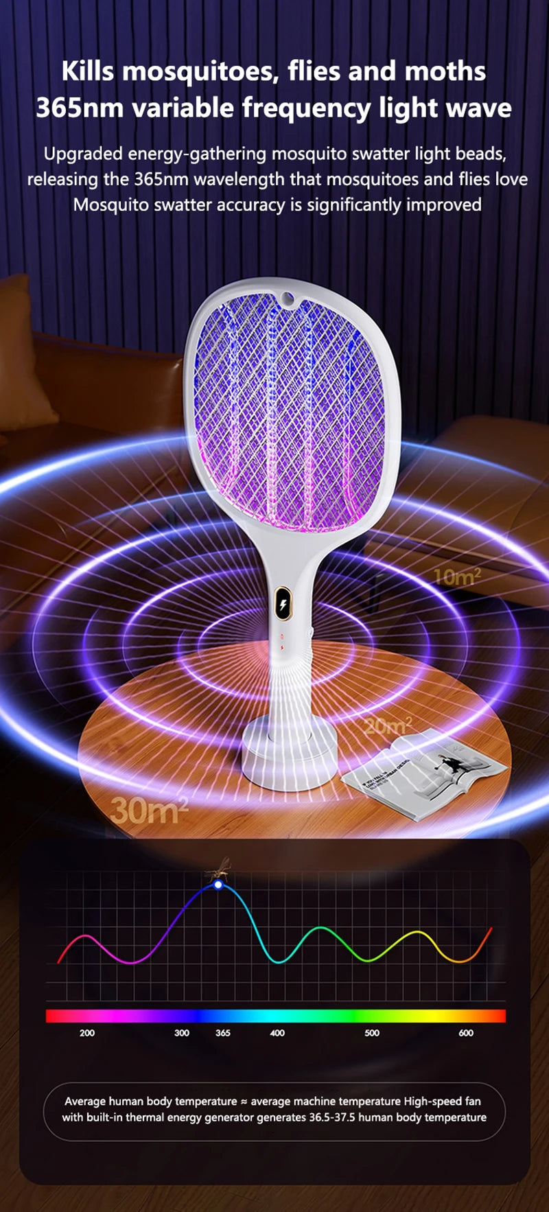 Multi Functional Bug Zapper Racket Usb Rechargeable Mosquito Killer Safe 3 In 1 Electric Mosquito Swatter Pest Control Supplies