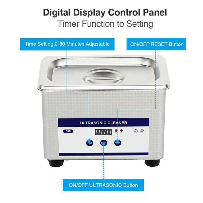 800ml Ultrasonic Cleaner Glasses Ultrasonic Cleaning Device Jewelry Ultrasound Cleaner High Frequency Ultrasonic Washing Bath