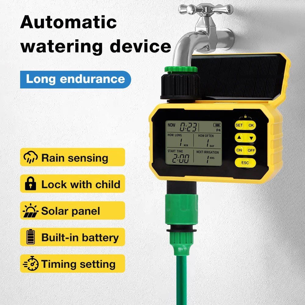 WIFI Solar Irrigation Timing Controller Smart Automatic Irrigation System for Garden Tap Valve Controller with Rain Sensor