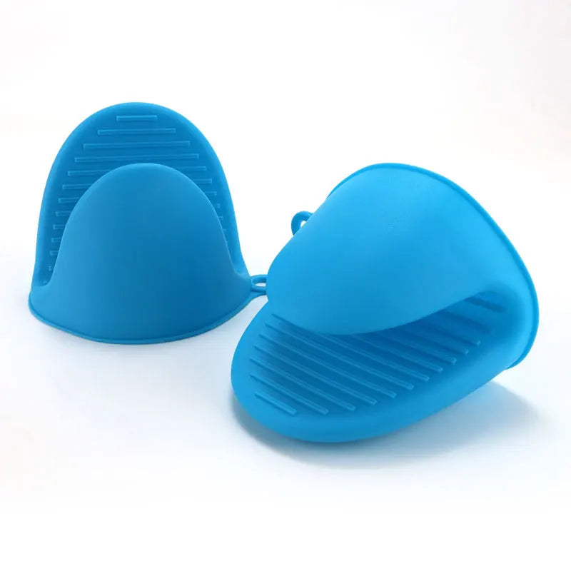 2pcs Mini Oven Gloves Silicone Heat Resistant Cooking Gloves Insulated Non-slip Gloves Clip Pot Rack Cooking Oven Gloves