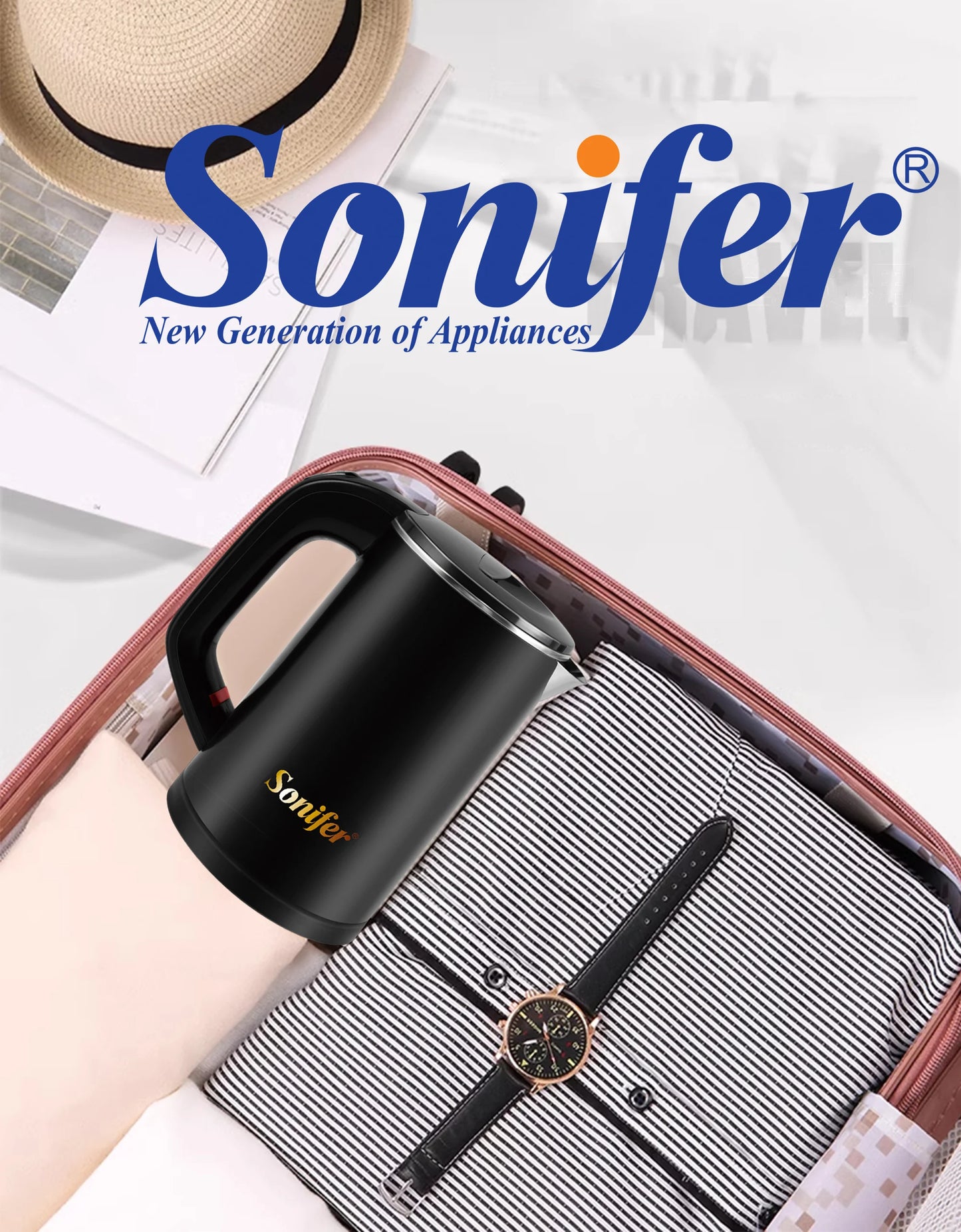 Travel Electric Kettle Tea Coffee 0.6L Mini Stainless Steel Cordless Portable  Kettle 800W For Hotel Family Trip Pot Sonifer