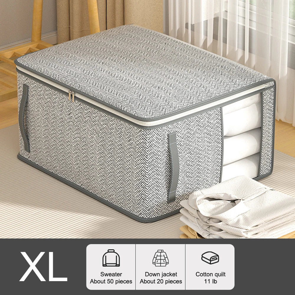 Gray Clothes Organizer Bag, Quilt Storage Bag, Wardrobe Clothes Sorting Bag, With Window Storage Bag Waterproof Storage Bag