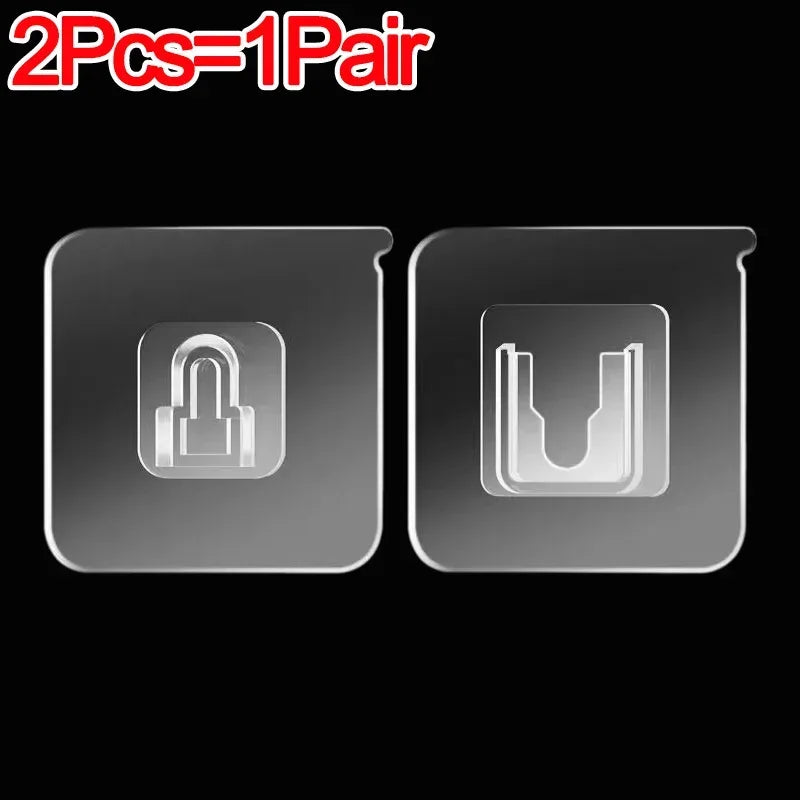 100/2pcs Double-Sided Hook Strong Adhesive Transparent Traceless Wall Hook for Kitchen Bedroom Storage Holder Plug Socket Hanger