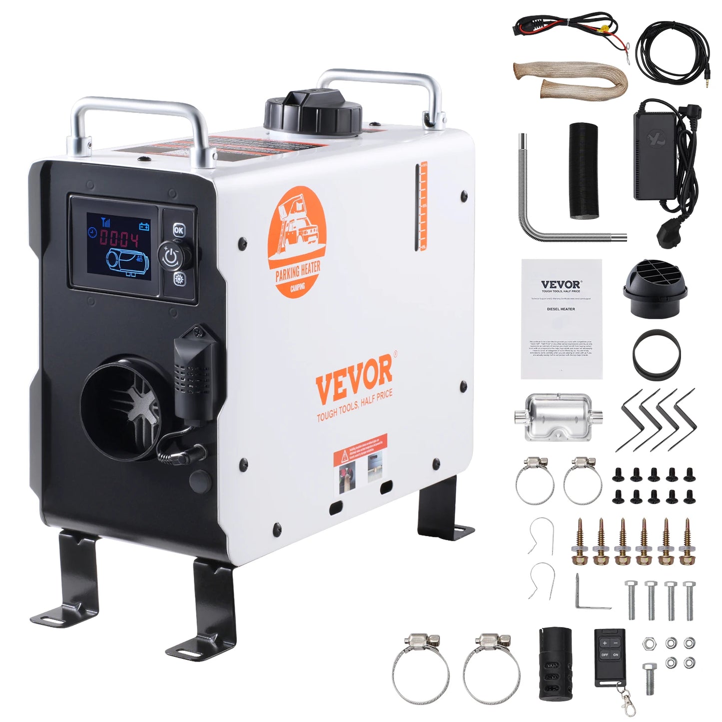 VEVOR 2/8KW Diesel Heater, 12V/24V All in One Diesel Air Heater with Bluetooth Display Screen&CO Alarm Fit for Vehicles&Outdoors
