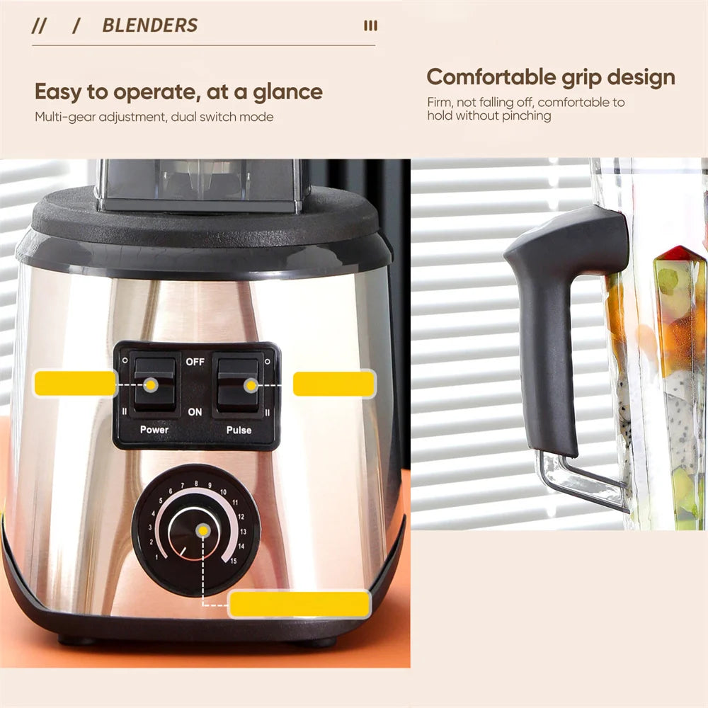 YsinoBear 3-in-1 Electric Blender Professional High Power Food Processor Ice Smoothies Juicer, for Juice, Smoothie, Milkshake