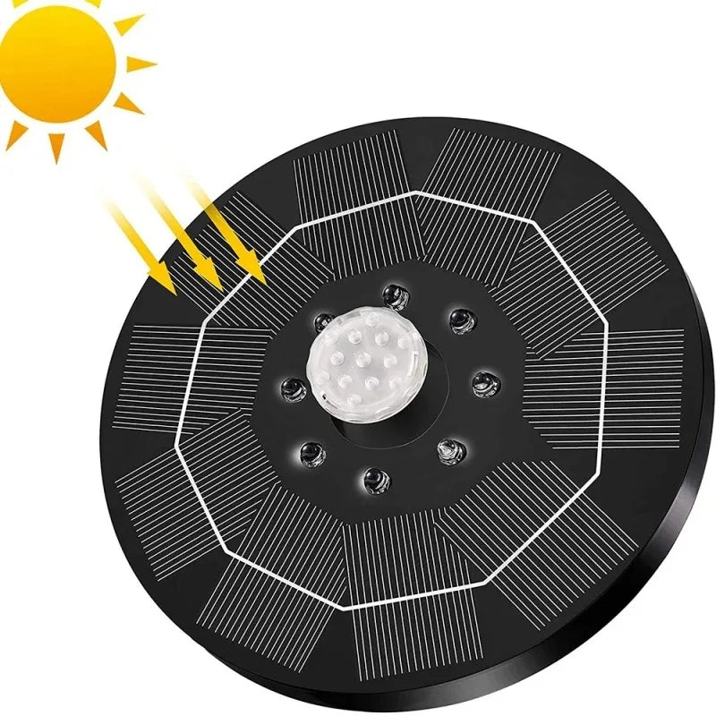 5.5W Solar Fountain Pump Built-in 5000mAh Battery, Solar Powered Water Fountain Pump with LED Lights for Pond, Garden