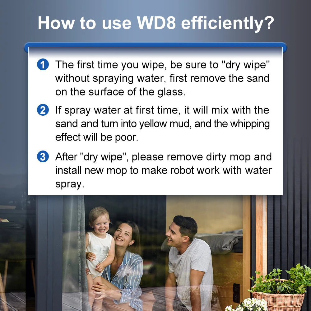 Window Vacuum Robot Cleaner ABIR WD8, Dual Ultrasonic Spray, AI intelligent Wipping, Updated Laser,Smart Home Glass Wall Washing