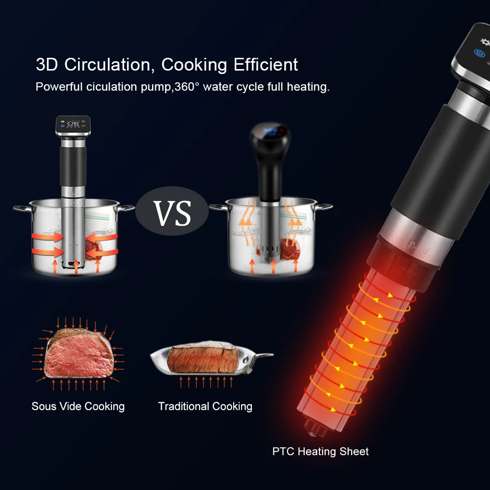 BioloMix 5th Generation Smart Sous Vide Machine WiFi Enabled Stainless Steel IPX7 Waterproof with APP Control Thermal Circulator