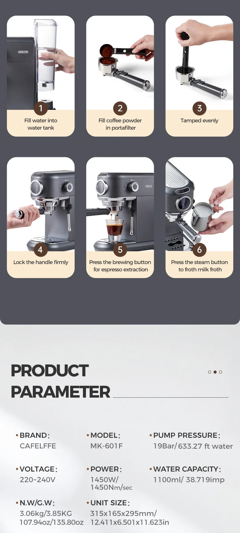 Cafelffe 4in1 Cappuccino Coffee Machine Dolce gusto Nes Capsule Espresso Maker ESE Pod Ground Gift for Lover,Dad,Mom Cafetera