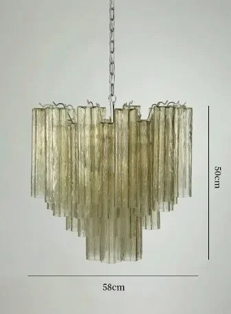 Art Deco Stained Glass Tube Chandelier – Luxury Ceiling Pendant Light Elegant lighting fixture perfect for kitchen islands, dining rooms, or any upscale interior space. Adds a touch of sophistication and style.