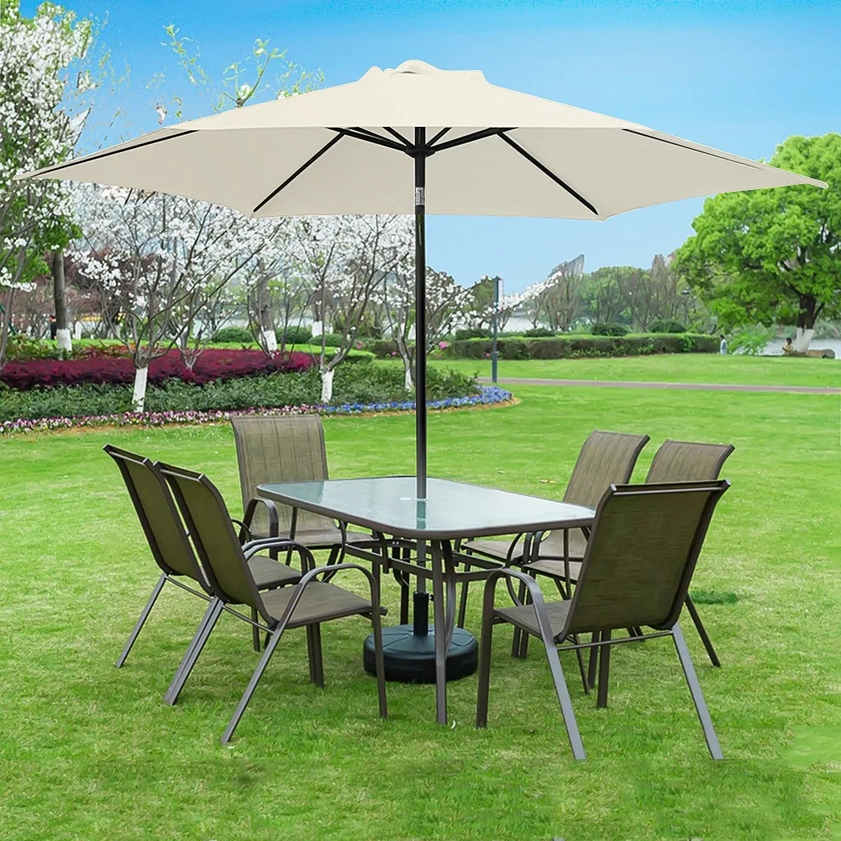 2/2.7/3m UV Protection Parasol Sunshade Umbrella Cover Garden Umbrella Cover Waterproof Beach Canopy Replacement Cover 6/8Ribs