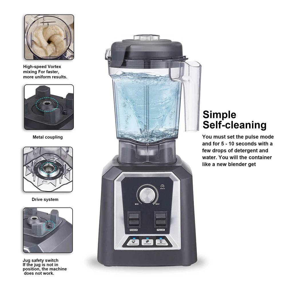 BioloMix Professional Kitchen Blender Automatic Program 2L Low-Profile BPA-Free Smoothie Juicer Ice Crusher Food Mixer