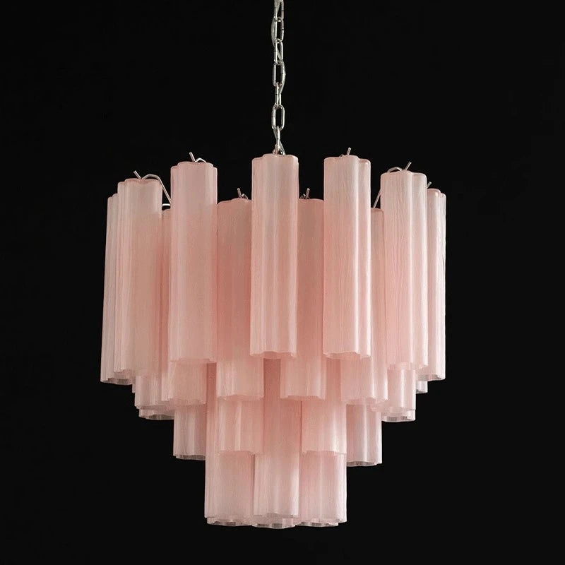 Art Deco Stained Glass Tube Chandelier – Luxury Ceiling Pendant Light Elegant lighting fixture perfect for kitchen islands, dining rooms, or any upscale interior space. Adds a touch of sophistication and style.