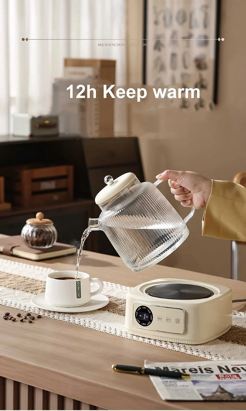 1.5L Health Kettle Temperature Adjust Glass Tea Maker MultiFunction Office Appointment Flower Teapot Portable Electric Hot Cup