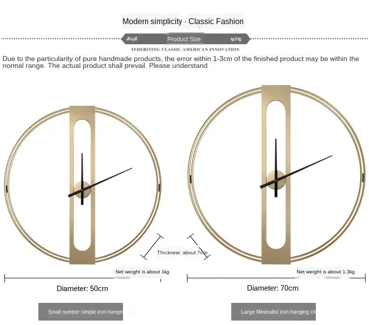 Nordic Light luxury creative decoration clock simple and fashionable living room clock Iron mute wall clock modern design decor