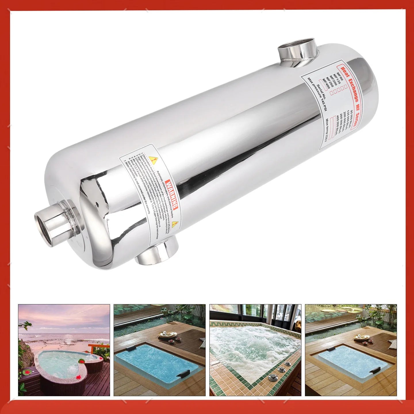 60KW Swimming Pool Heat Exchanger SPA Thermostat Heater Pool Circulating Heating Equipment Pool Heat Exchange Equipment