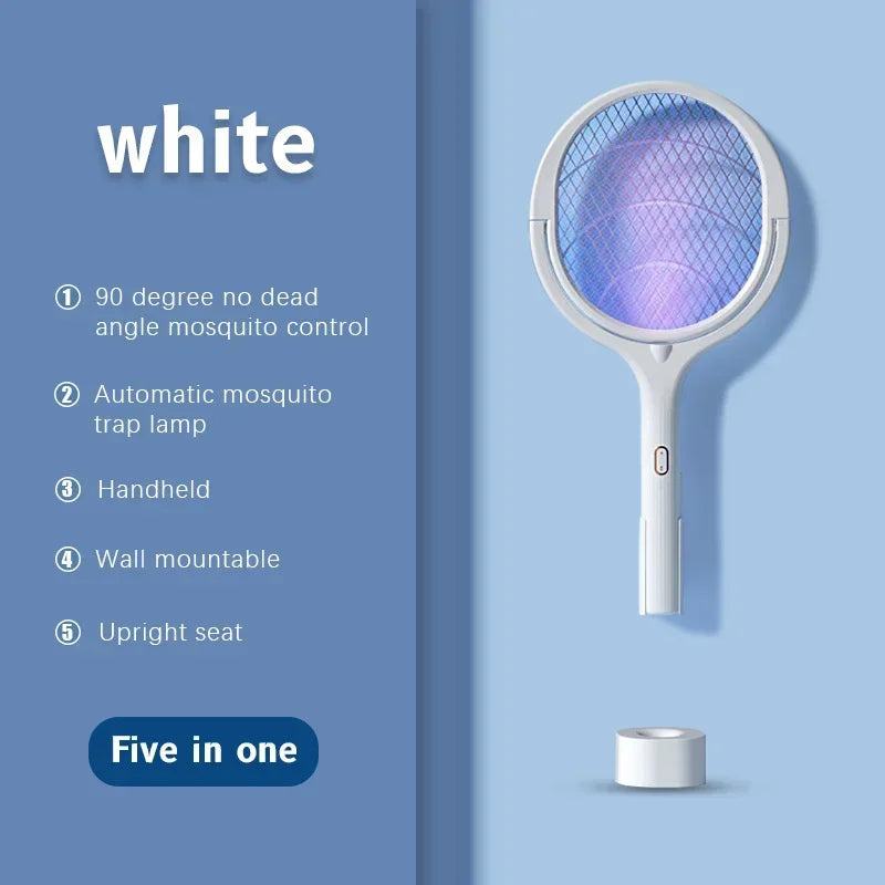 5 in1 Mosquito Killer Lamp Multicunctional Angle Adjustable Bug 2 in1 Mosquito Swatter Electric USB Rechargeable Fly Bat Swatter