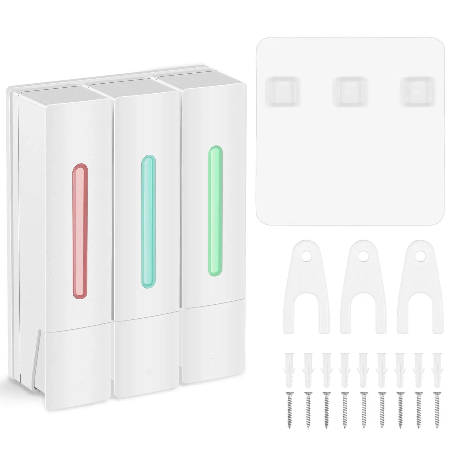 400ML Soap Dispenser Wall Mounted 3 Chamber Shower Soap Dispenser Adhesive Shampoo Conditioner Dispenser Bathroom Accessories