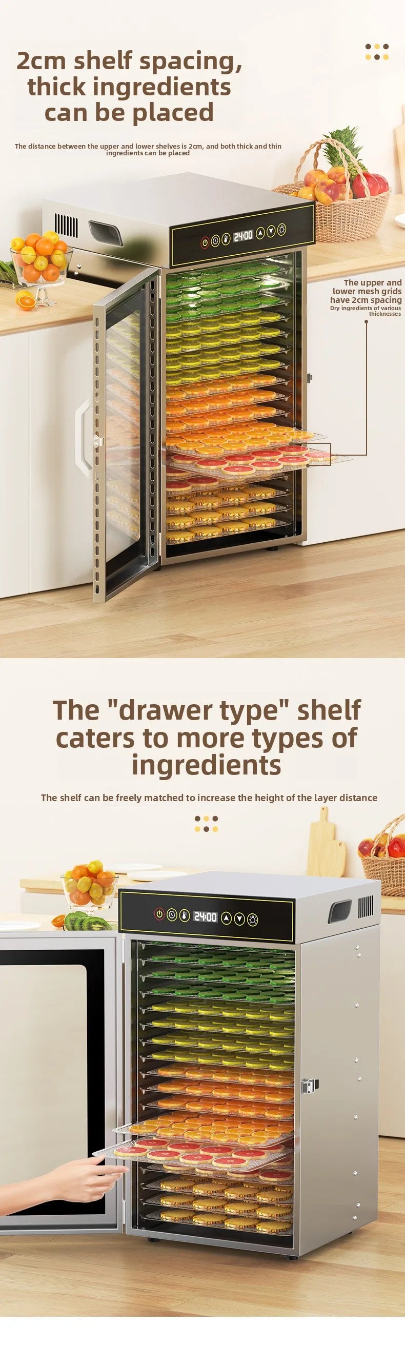 Premium 18-Tier Stainless Steel Food Dehydrator Commercial & Home Use, Adjustable Energy-Efficient Drying for Fruits/Meat/Herbs