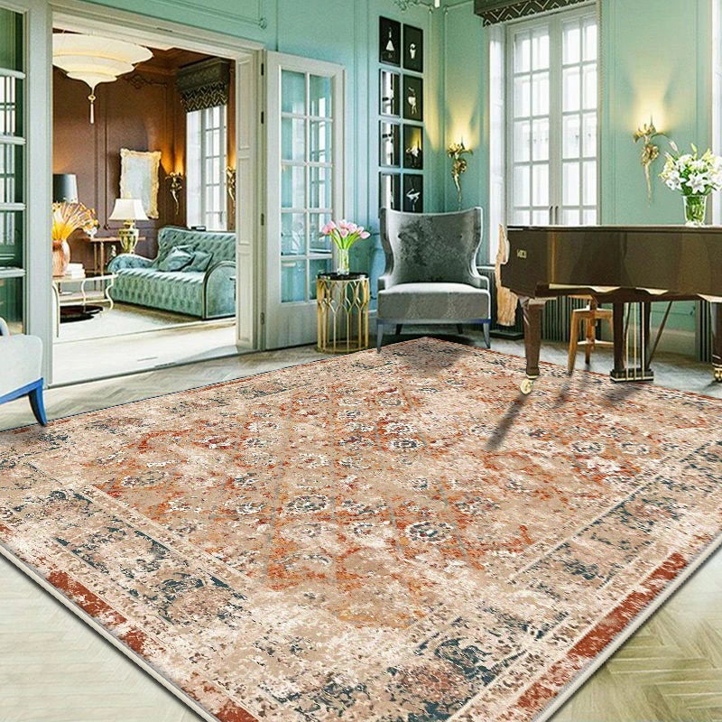Persian Style Easy Cleaning Carpet for Living Room Retro Room Decoration Aesthetic Non-slip Lounge Rug European Tatami Mat