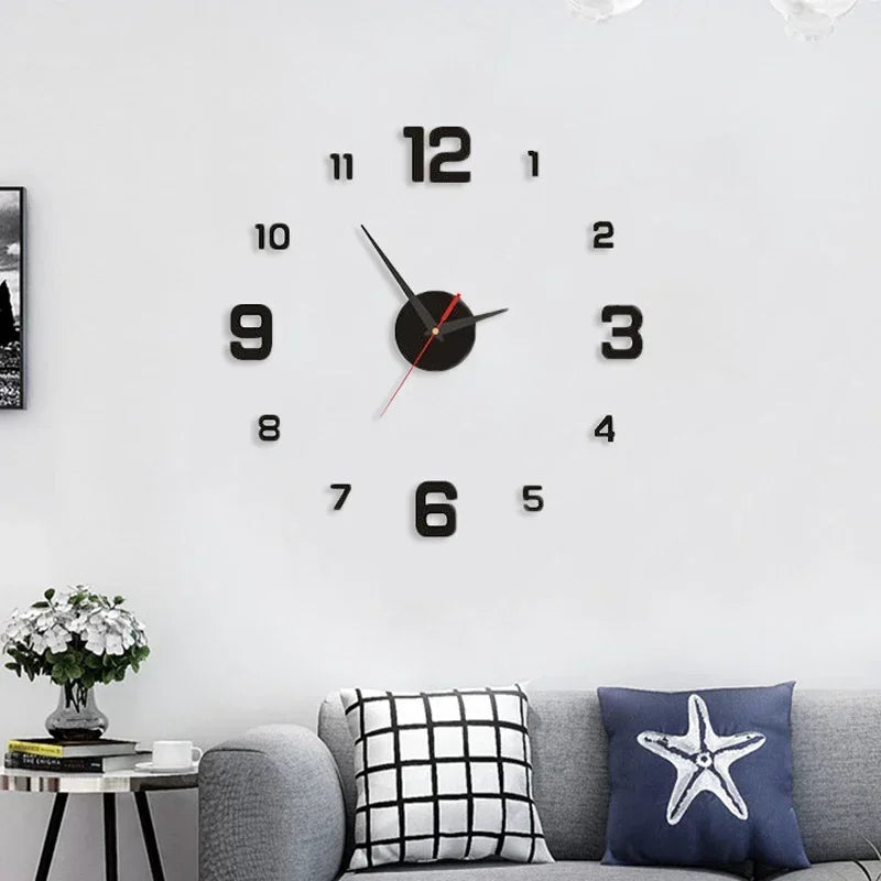 3D Luminous Wall Clock Frameless Acrylic DIY Digital Clock Wall Stickers Mute Clock for Office Living Room Bedroom Wall Decor