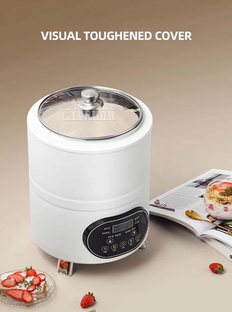 Stainless Steel Yogurt Maker – Large Capacity Features timing and constant temperature control for perfect fermentation. Easy to use and ideal for homemade yogurt.