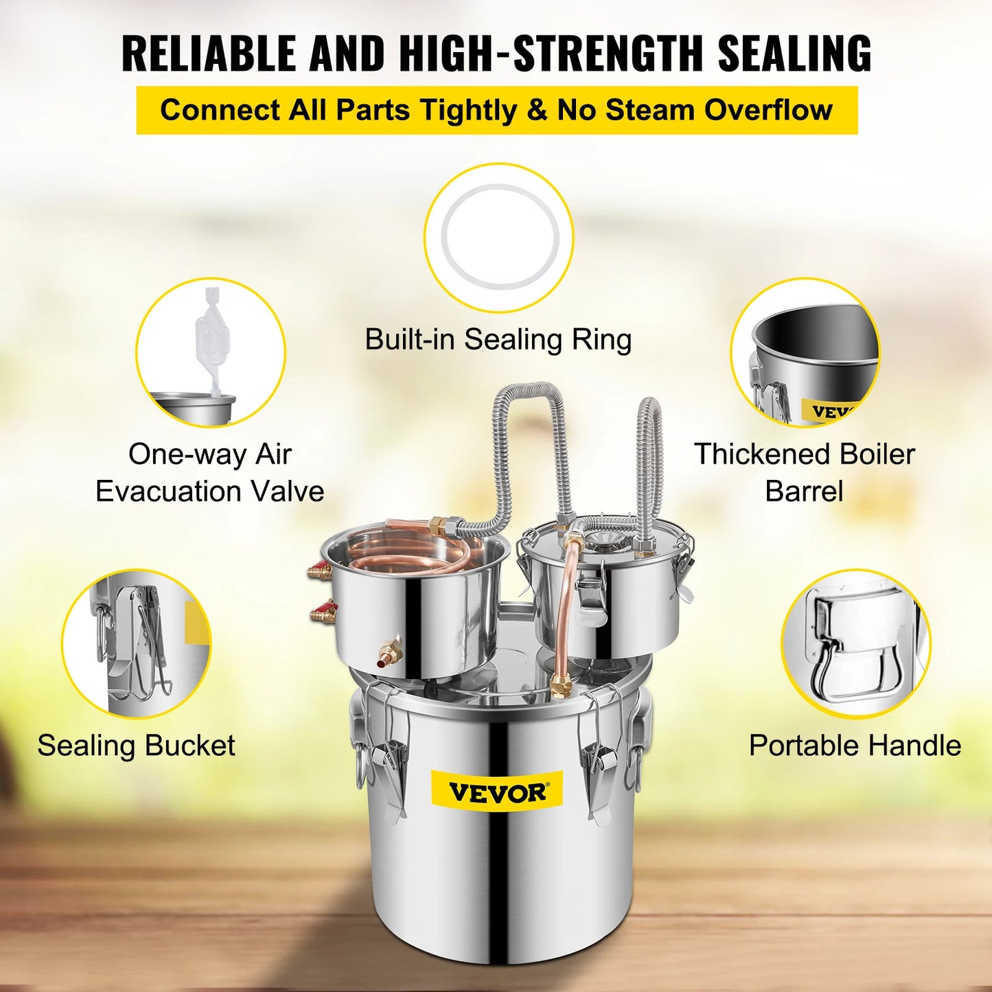SucceBuy 20L 30L Water Alcohol Brewing Distiller DIY Moonshine Apparatus Stainless Steel Still Whisky Beer Brandy Home Appliance