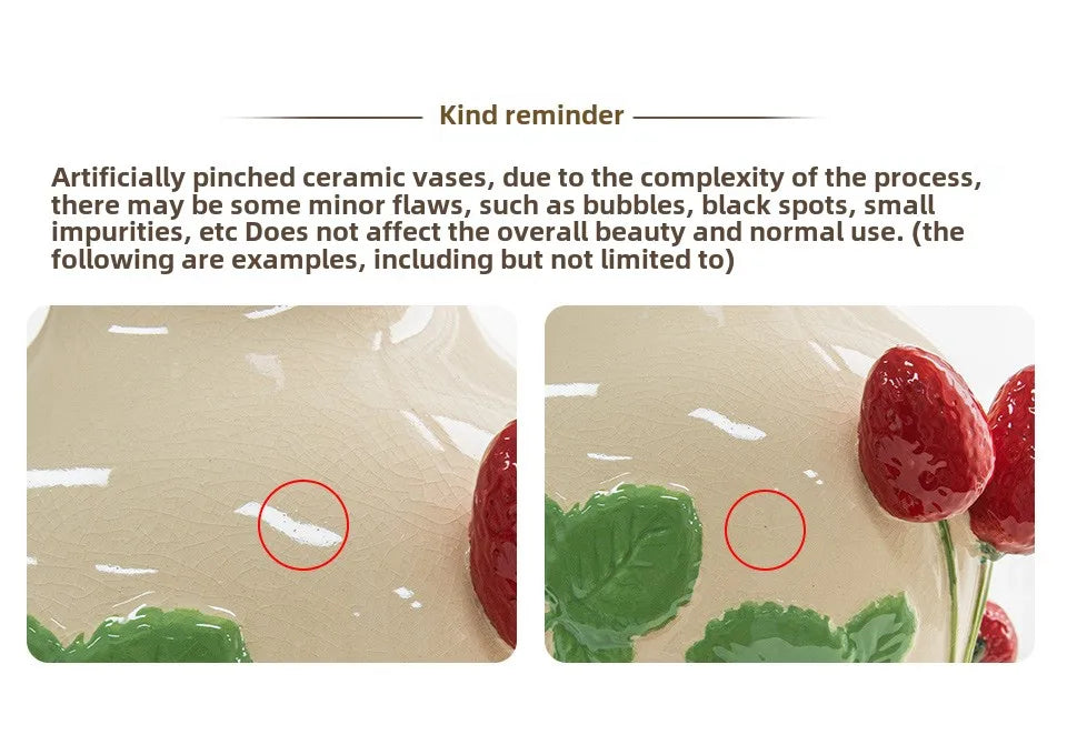 Emboss Strawberry Vase Ceramic Vase Children's Room Artifact Floral Accessories Fruit Pot Flowerpot Home Decoration Accessories