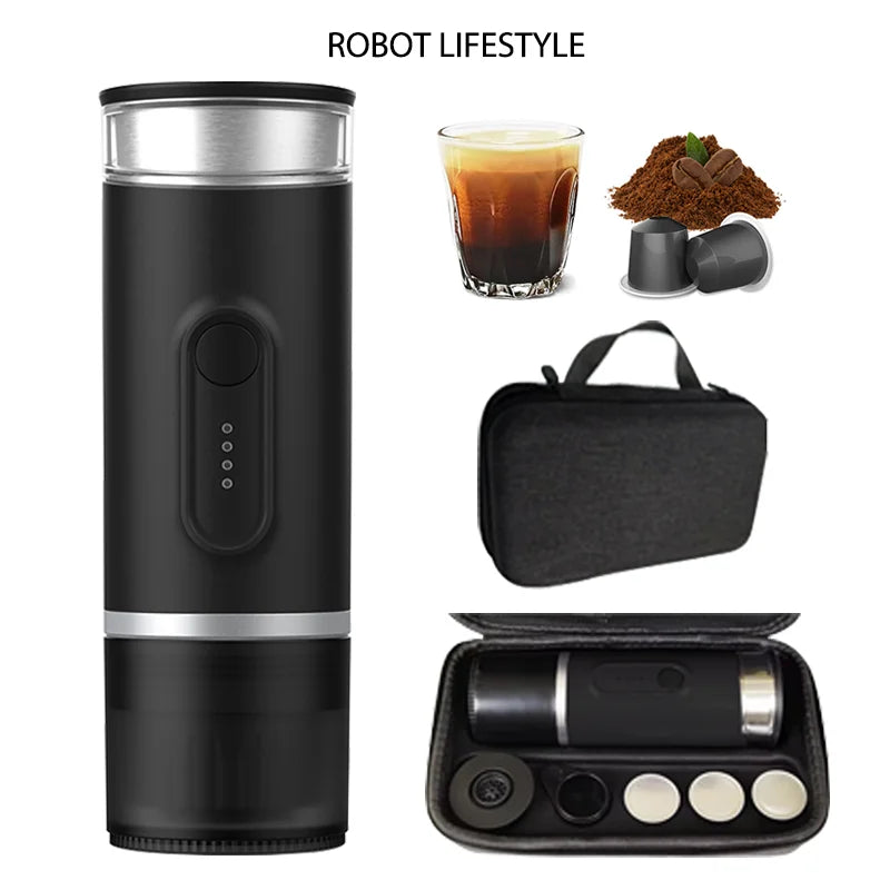 Portable Coffee Maker with 2-In-1 System Heating Water  Large-capacity Battery 9000mAh  for Outdoor Camping Travel  Hotel Office