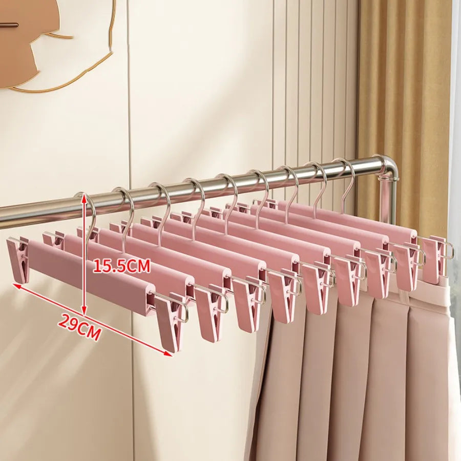 5PCS Pants Hangers with strong seamless Clips Adjustable clamp Rack Skirt Hangers Non-Slip Trousers Hanger Jeans Clothes Hangers