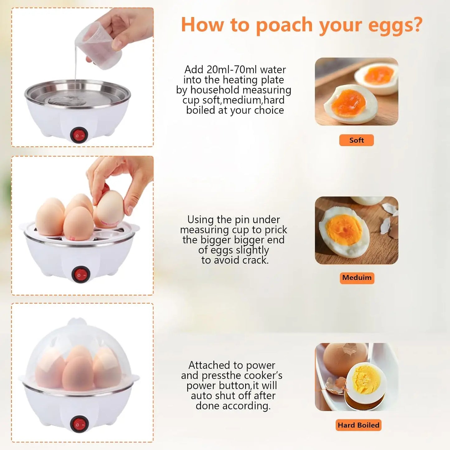 Electric Egg Cooker Boiler Maker Soft Medium or Hard Boil 14 Egg Capacity Two Layer Egg Maker,Egg SteamerWith Automatic Shut Off