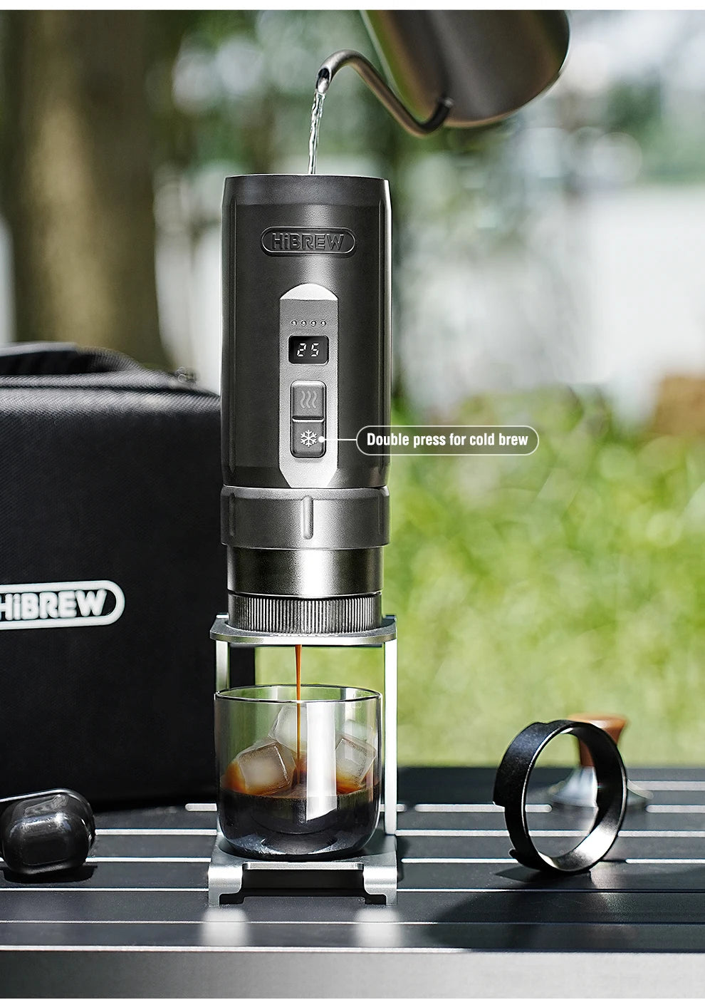 HiBREW H4C Portable Espresso Coffee Machine Wireless Heating Removable Battery Barista Ground Coffee Bottomless Extraction