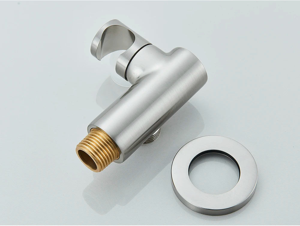 Poiqihy Chrome Shower Head Holder Handheld Shower Spray Bracket Wall Mounted Bidet Sprayer Holder Concealed Faucet Accessory