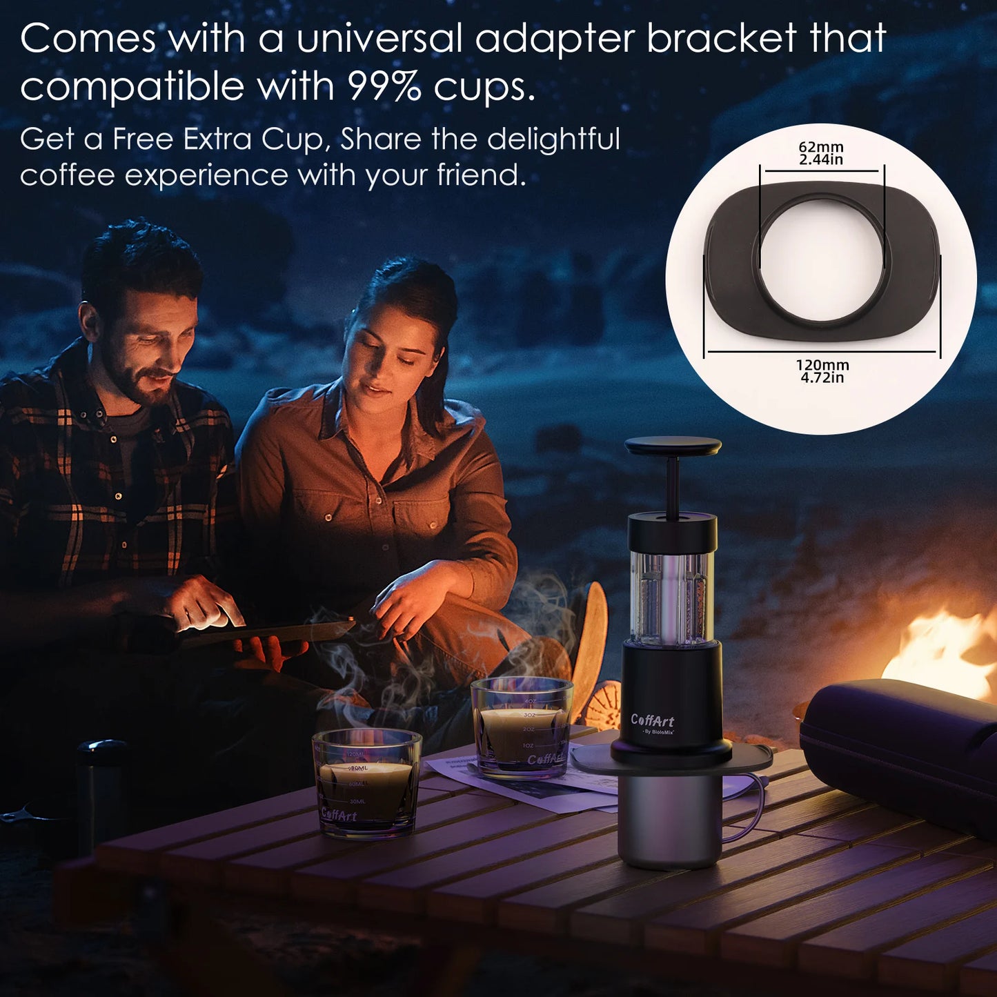 BioloMix 2 In 1Multifunctional Portable Manual Min Espresso Hand-Press Coffee Maker,Compatible with Capsule Coffee and Powder