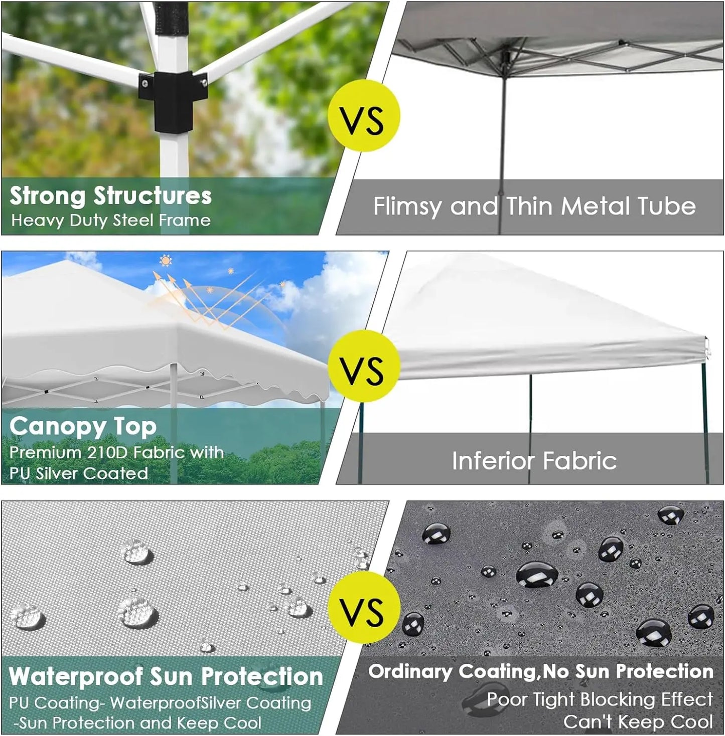 3x3M Gazebo Tent Pop up Canopy Instant with Bag Bonus 4 Weight Sandbags,& Carry Bag Foldable Shelter Outdoor Garden Tent