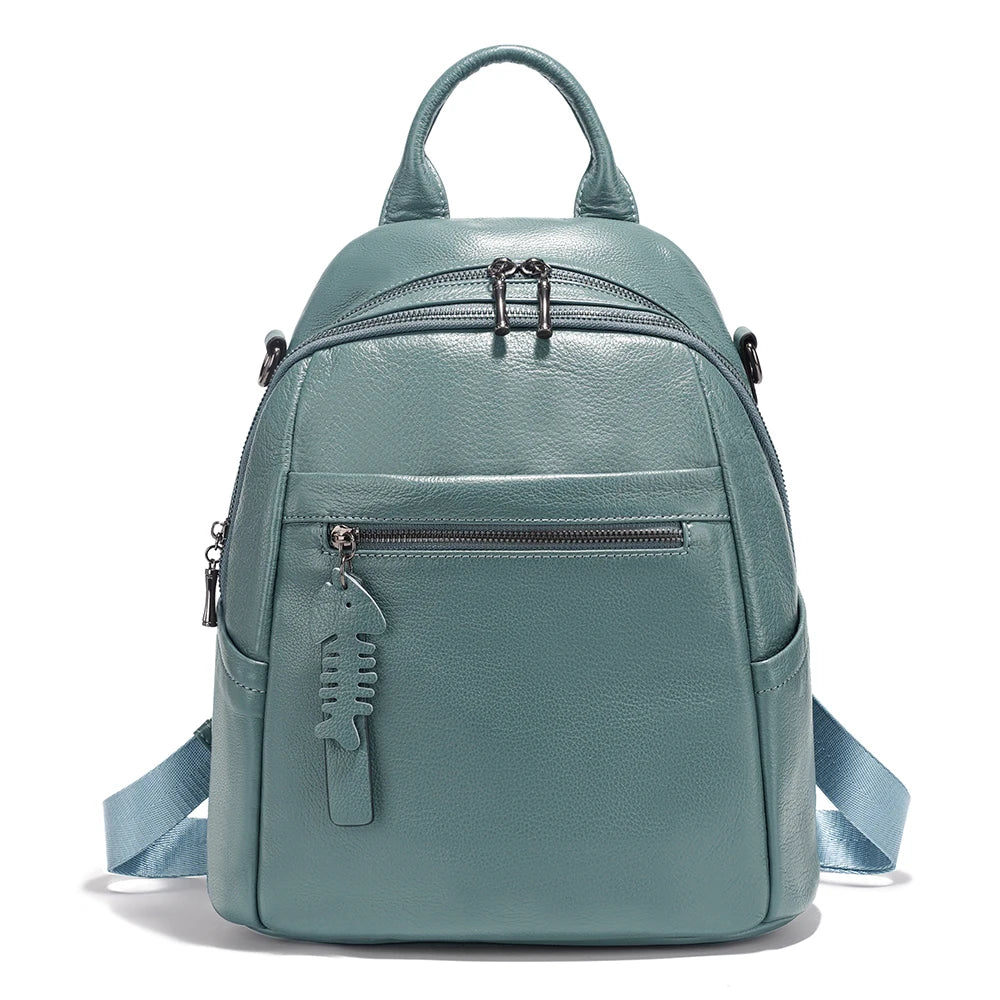 Soft Leather Women’s Backpack Large Capacity Crafted from premium cowhide leather with wide shoulder straps and multiple pockets. Stylish, durable, and perfect for everyday use.