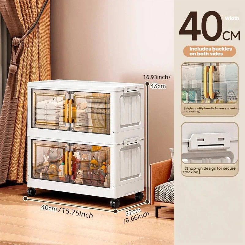 Double-door living room storage cabinet, folding floor-standing storage box, no installation required, simple storage cabinet