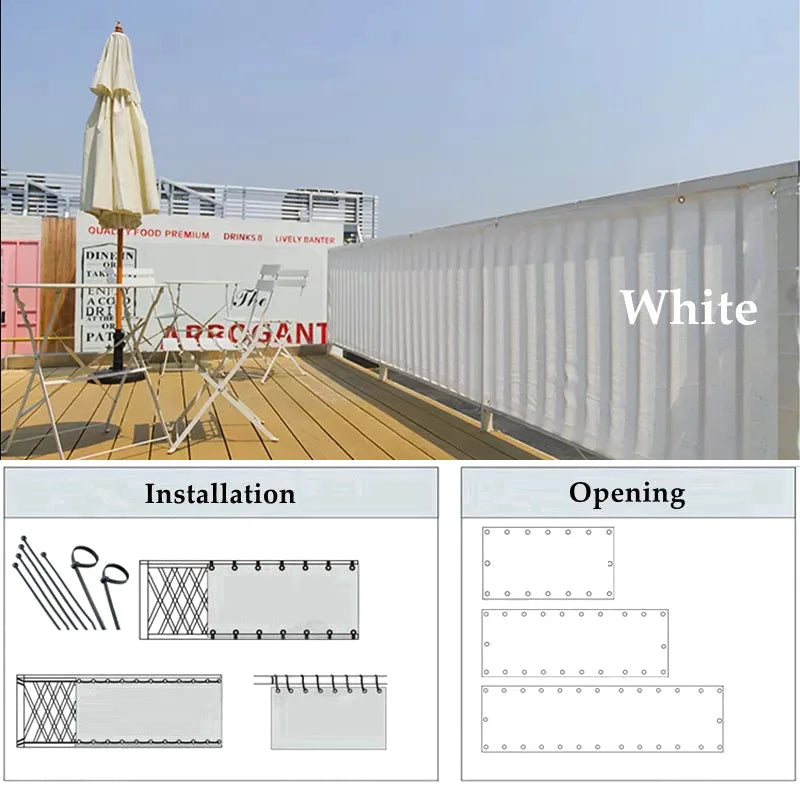 Beige Balcony Privacy HDPE Screen Fence Windscreen Cover Fabric Shade Netting UV Protection for Patio Backyard Porch Railing